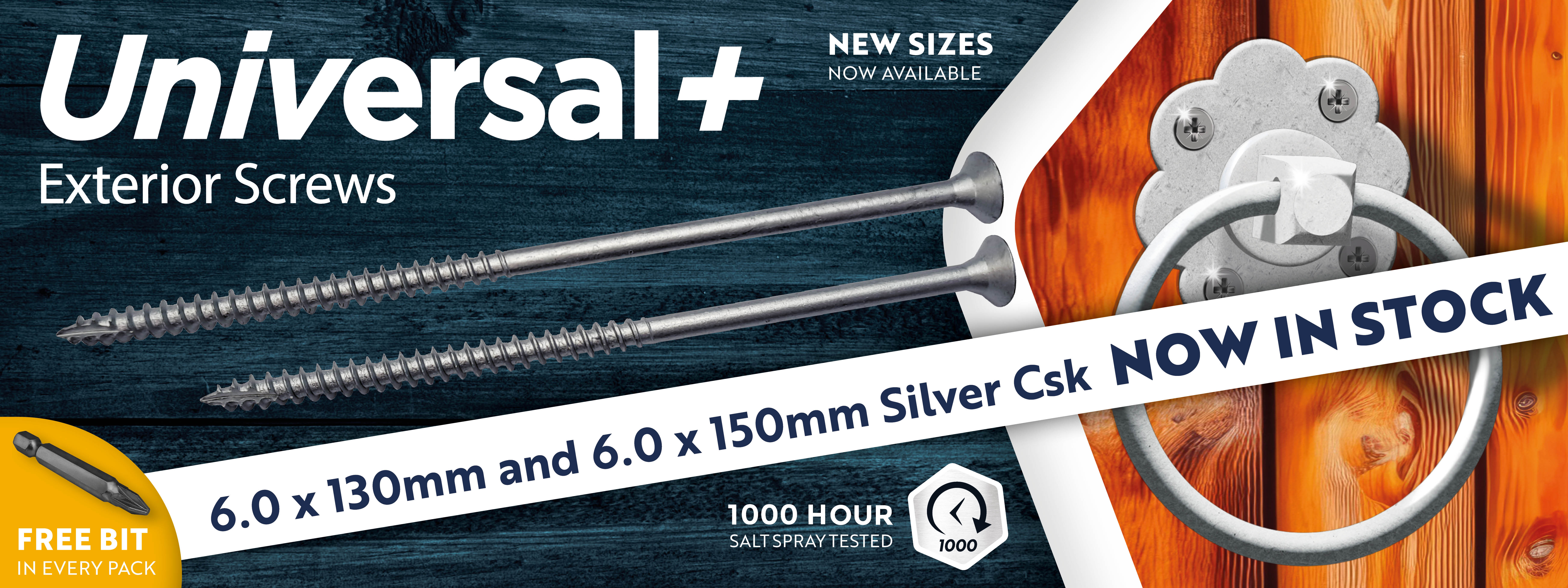 Universal Plus Exterior Screws in long lengths!