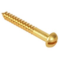 Brass Round Head Slotted Woodscrews - Self Colour
