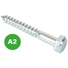 Hex Head Coach Screws - A2 Stainless Steel - M12