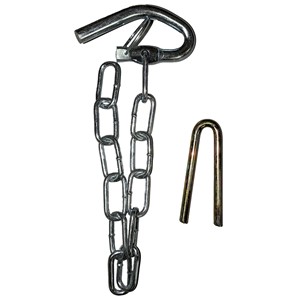 NZ GATE FASTENER ON CHAIN C/W STAPLE BZP 420mm