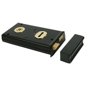 GATEPRO RIM LOCK BLACK 6" x 4"