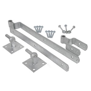 F/GATE HINGE SET STD HOOK ON PLATE GALV 18"