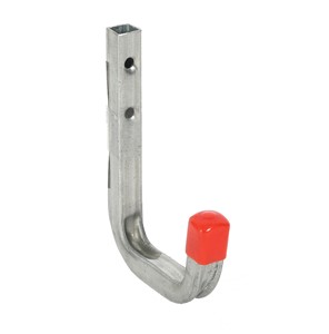 WALL HOOK STEEL 80mm PROJECTION RED PLASTIC COATED
