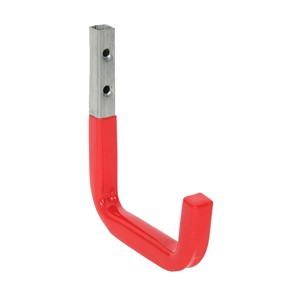 WALL HOOK STEEL 115mm PROJECTION RED PLASTIC COATED