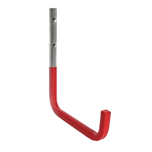 WALL HOOK STEEL 250mm PROJECTION RED PLASTIC COATED