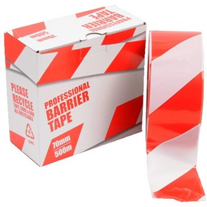 PVC BARRIER TAPE NON-ADHESIVE RED/WHITE 70mm x 500m