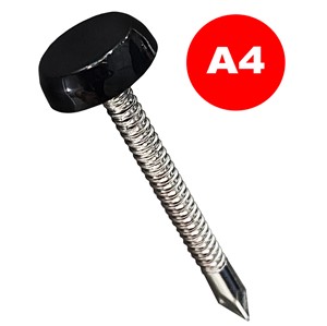 FASCIA NAILS PLASTIC HEAD BLACK (100/BOX) 40mm