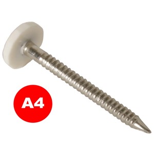 FASCIA NAILS PLASTIC HEAD WHITE (100/BOX) 50mm