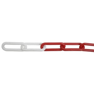 PLASTIC CHAIN RED & WHITE 30m REEL 6.0x50mm